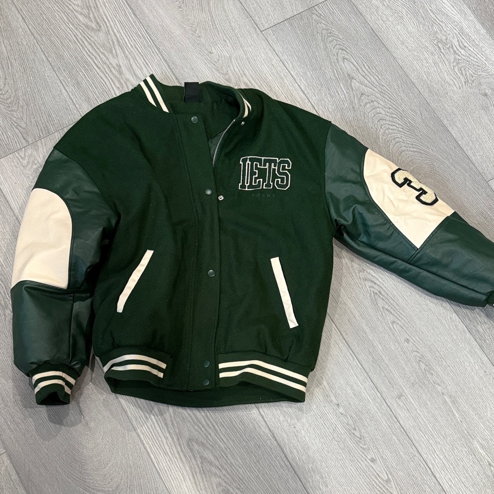 Green and Cream Letterman Jacket